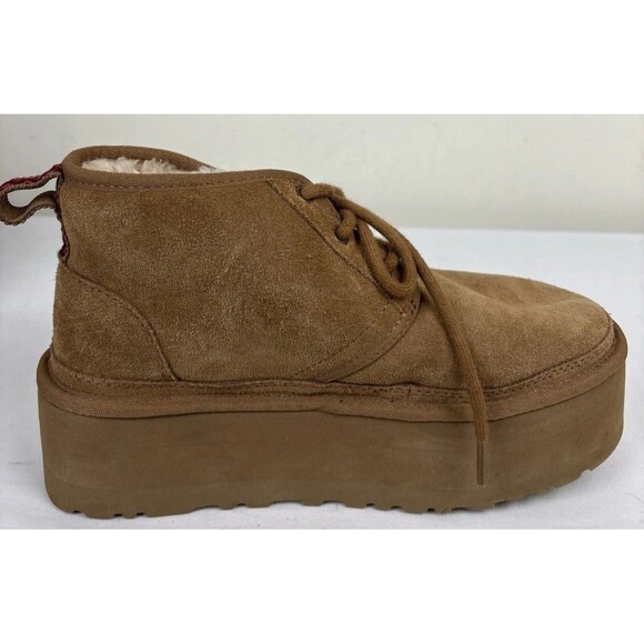 UGG Neumel Chukka Suede Ankle Boots 2 Inch Platform Womens 8 Chestnut - Picture 6 of 12